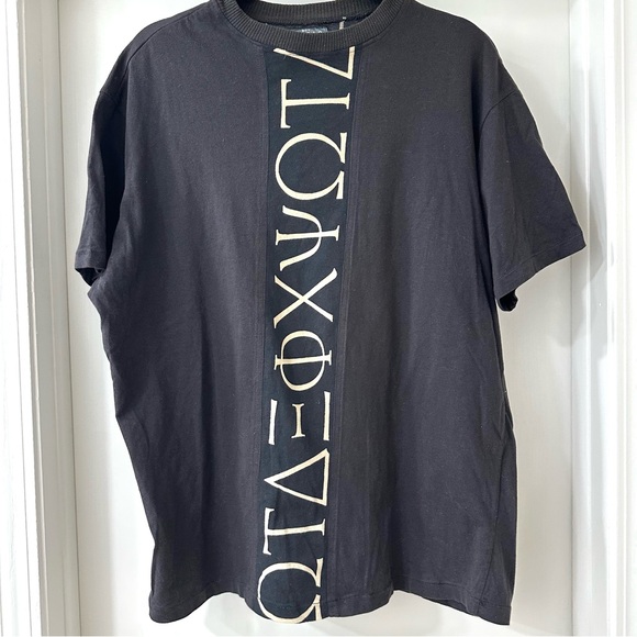 Boy Radio Other - Unisex Black Graphic Oversized T-Shirt with Greek Letters, Size 1 (Small)